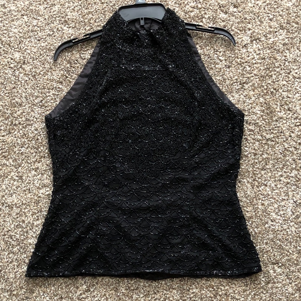 Papell Boutique Elegant Black Halter Top